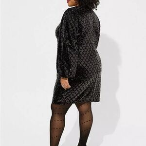 Torrid Mini Velour Sequin party  black dress size 14 plus size sparkly elegant